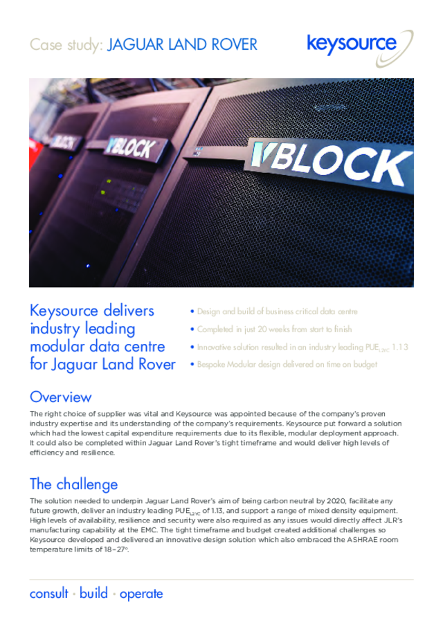 Jlr Modular Data Centre Jlr02 Case Study Pdf Dca Global Data - 