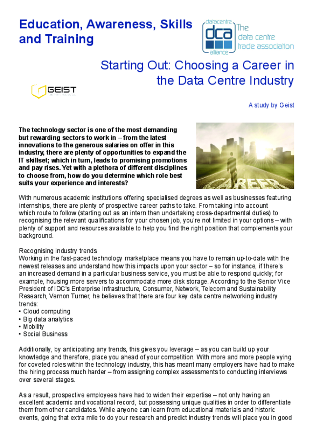 DCSSummer17_StartingOut.pdf : DCA Global (Data Centre Alliance)